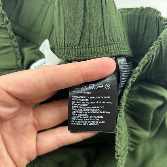 H&M Dark Green Lightweight Challis Wide Leg Pant M - Picture 5 of 7